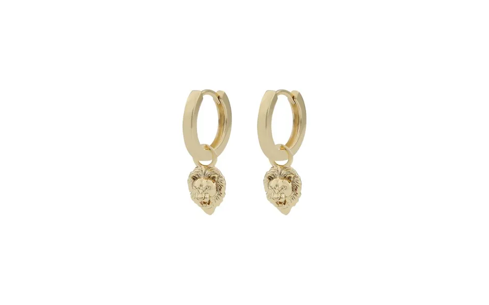 Snö Of Sweden Oz Lion Ring Pendant Earrings Plain Gold 14 Mm