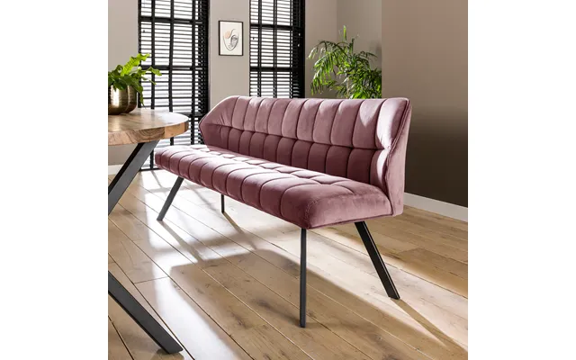 Clapton - Bænk I Pink Fløjl, Længde 180 Cm. Fløjl