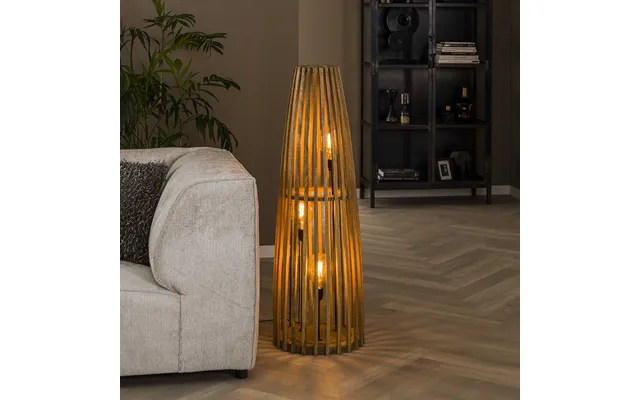 Mangos - Gulvlampe I Massiv Mangotræ Levering Med Pære R
