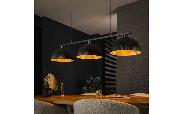 Ranua- Loftlampe Med Tre Skærme I Rillet Sort Metal Levering Med Pære R product image