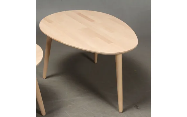 Ct 10 - Sofabord I Massiv Bøg Med Dråbeform Og Størrelse 74 X 55 Cm Højde 45 Cm Sæbebehandlet
