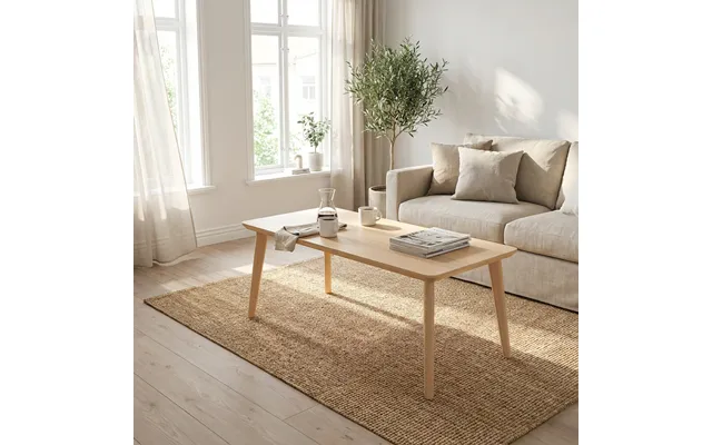 Ct 10 - Sofabord I Massiv Bøg Med Rektangulær Form Og Størrelse 140 X 80 Cm Højde 40 Cm Sæbebehandlet
