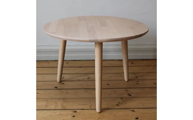 Ct 10 - Sofabord I Massiv Eg Og Diameter 50 Cm Højde 50 Cm Hvid Olieret