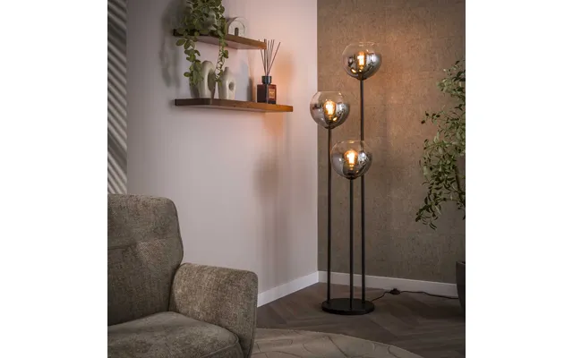 Lukcy - Gulvlampe Med Tre Skærme I Røget Glas Levering Med Pære R product image