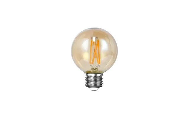 Rund Led Pære I Ravfarvet Glas - Ø 6 Cm.