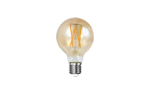 Rund Led Pære I Ravfarvet Glas - Ø 7 Cm.