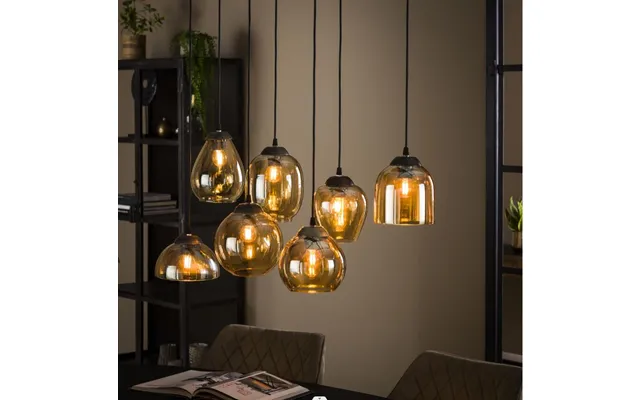 Sunshine - Loftlampe Med Syv Forskellige Skærme I Ravfarvet Glas