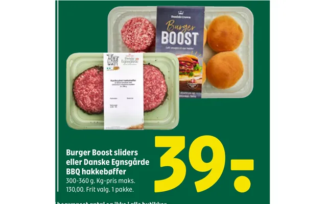 Burger boost sliders or danish egnsgårde bbq beefburgers product image