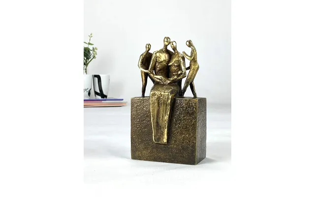 Min Familie Bronzeskulptur Med 3 Børn Tryghed Og Fællesskab