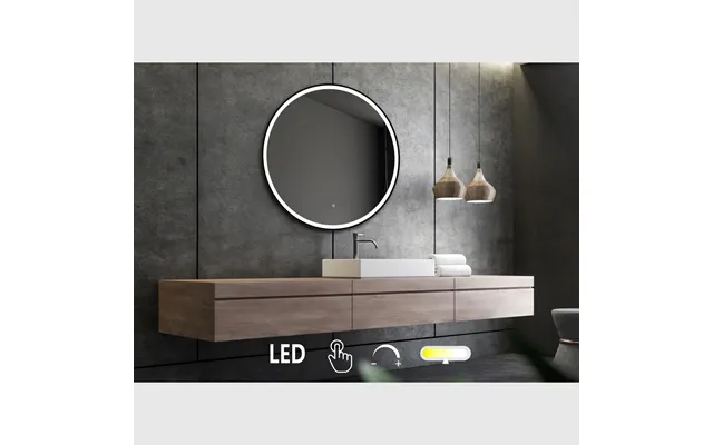 Nordic Bad Janni-2 Rundt Spejl Med Sort Ramme Og Front Belysning - Ø80 product image