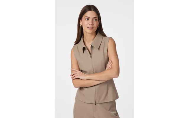 Annabella Structure Vest - Dark Taupe