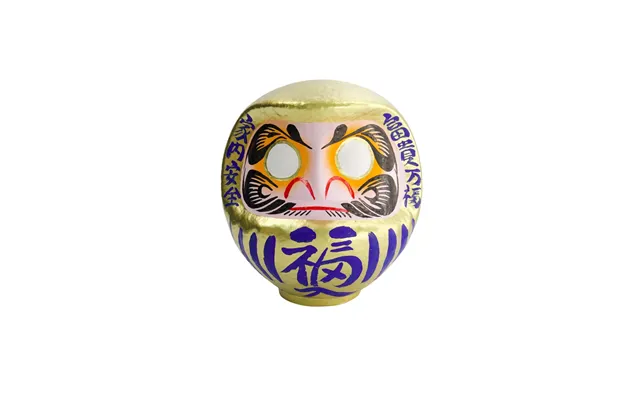Daruma Figur, Guldfarvet - H9 Cm