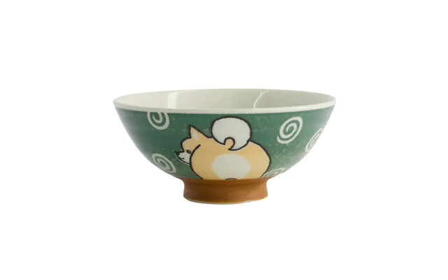 Kawaii Shiba-dog Rice Skål, Grøn - 500 Ml.