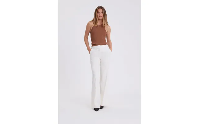 Olivia Long Linen Trousers - Cream White product image