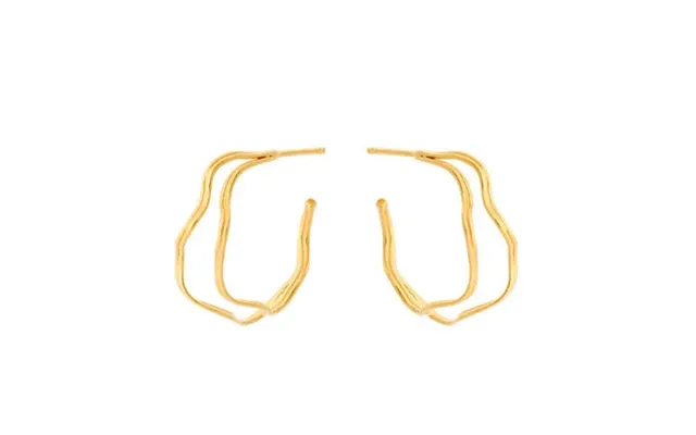 Small Double Wave Hoops - Forgyldt