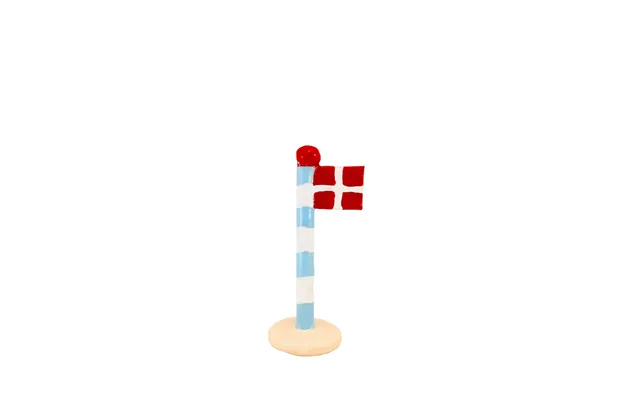 Stribet Flag M. Rød Knop - H14-18 Cm.