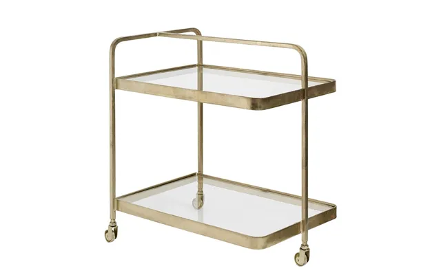 Trolley Rullebord I Messing Med Glas - 70x50 Cm.