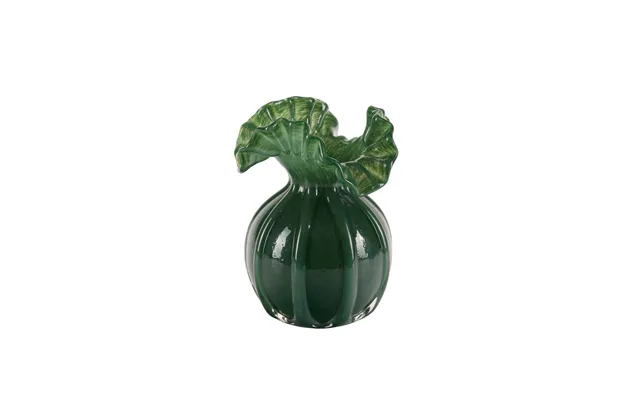 Vase Med Bølget Kant, Grøn - H17cm product image