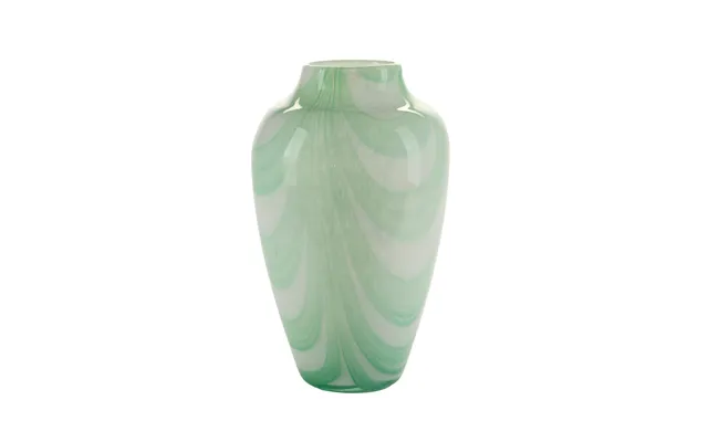 Vase Med Brede Swirl Striber, Grøn - H35 Cm.