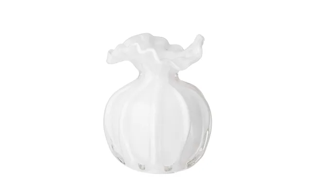 Vase Med Flæse Kant, Hvid - H12cm