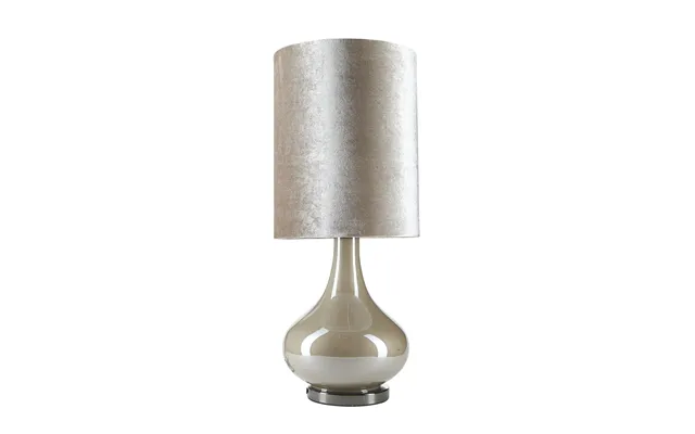 Velour Bordlampe, Beige - Ø25 Cm.
