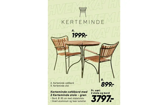 A.B.Kerteminde cafe table with 2 kerteminde chairs - green product image