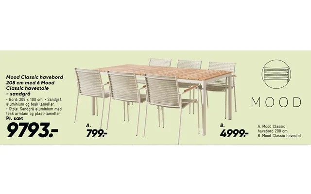 A.b.mood Classic Havebord Classic Havestole - Sandgrå product image