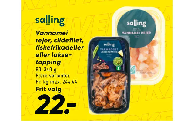 Vannamei shrimp, herring fillets, fish cakes or salmon topping product image