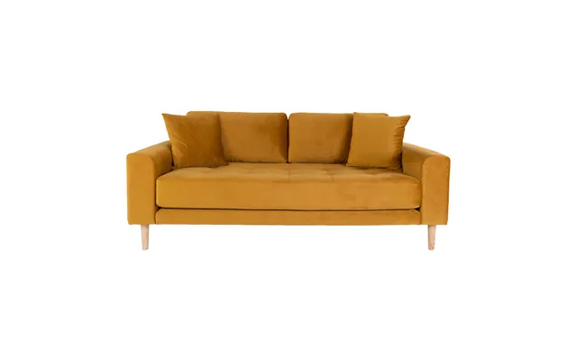 Lido 2,5 Personers Sofa - 2,5 Personers Sofa, Sennepsgul Velour Med To Puder Og Natur Træben, Hn1004 product image