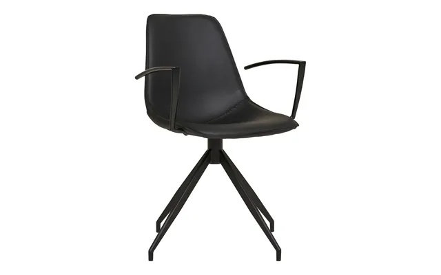 Monaco Spisebordsstol - Spisebordsstol, Drejefod, Armlæn, Pu, Sort Med Sorte Ben, Hn1228 Sæt Af 2 Stk product image