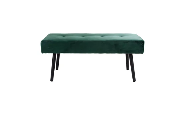Skiby Bænk - Bænk, Velour, Mørkegrøn, Sorte Ben 100x35x44 Cm, Hn1206