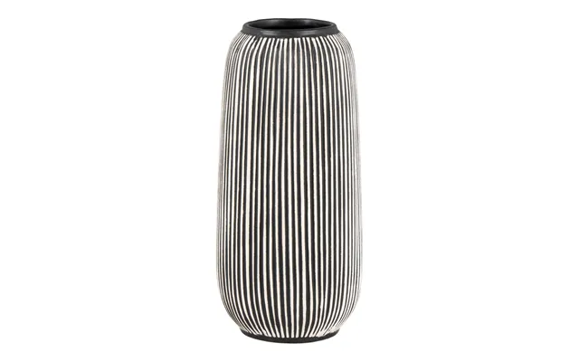 Vase - Vase, Keramik, Sort Hvid, Ø9,5x20 Cm