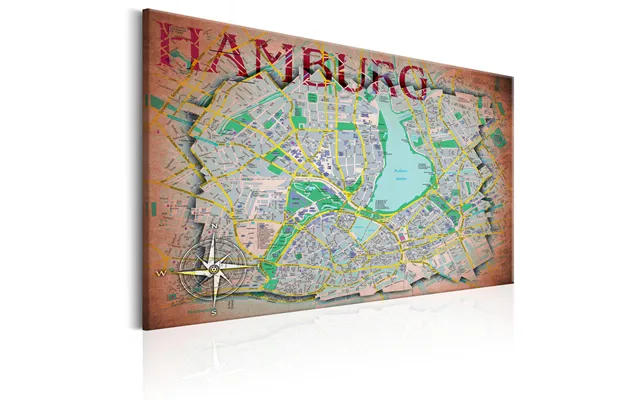 Artgeist Map Of Hamburg - Short Över Hamburg Printed On Canvas product image