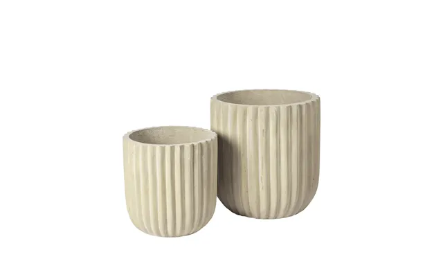 Broste Copenhagen Fiber Udendørs Krukke, Rund - Antik Beige Fibercement Sæt Med 2