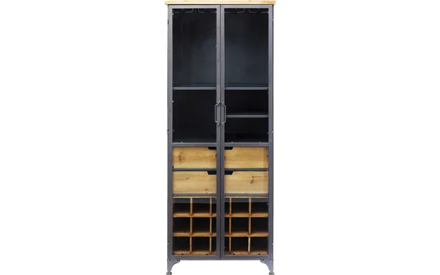 Kare Design Refugio Vinskab - Stål Natur Træ, M. 2 Glaslåger