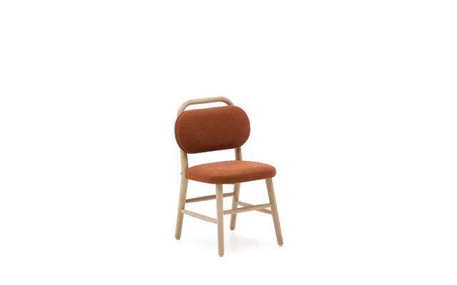 Kave Home Helda Børnestol - Terracotta Bouclé Og Natur Egetræ