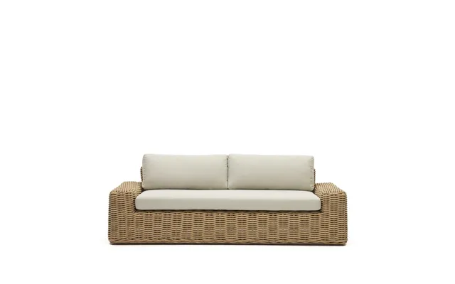 Kave Home Portlligat 3-personers Havesofa, M. Hynder - Natur Syntetisk Flet