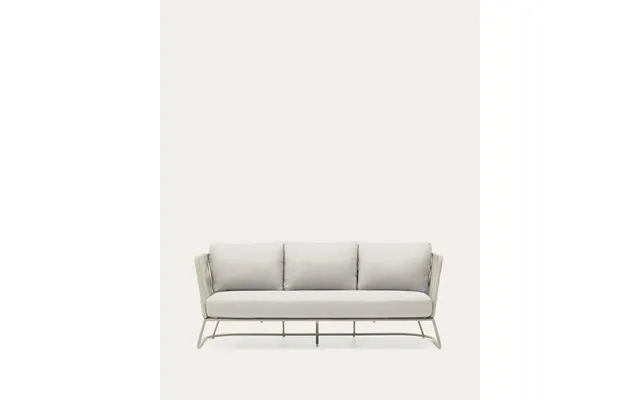 Kave Home Saconca Udendørs 3 Pers. Sofa, M. Hynder - Tovsnor Og Grå Galvaniseret Stål 189cm