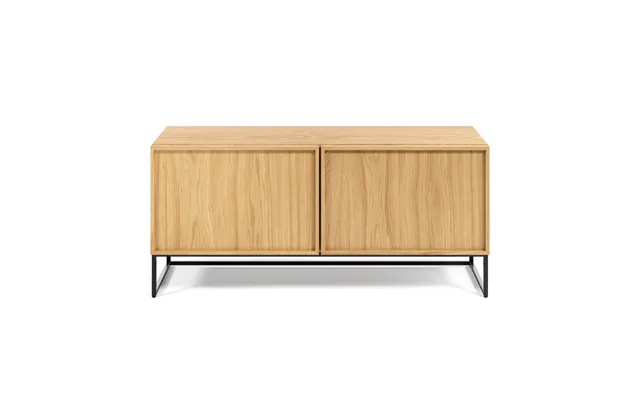 Kave Home Taiana Tv-bord, M. 2 Låger Og 2 Hylder - Natur Egefinér Og Sort Stål 112x42