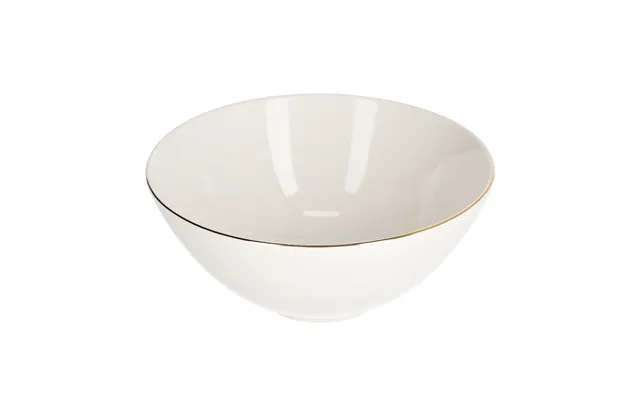 Kave Home Taisia Stor Skål - Hvid Og Guld Porcelæn Ø24,5
