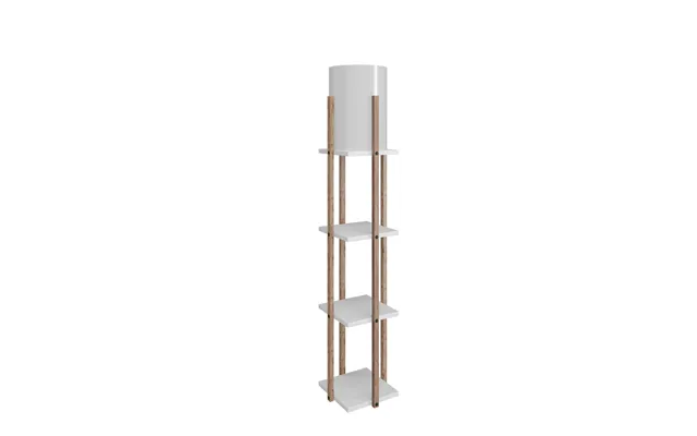 Lumi Nocturna Gulvlampe, M. 3 Hylder - Hvid Stof Og Spånplade Mdf