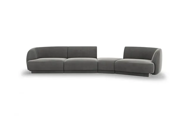 Micadoni Miley 4 Pers. Modulær Sofa, Højre - Lysegrå Fløjl