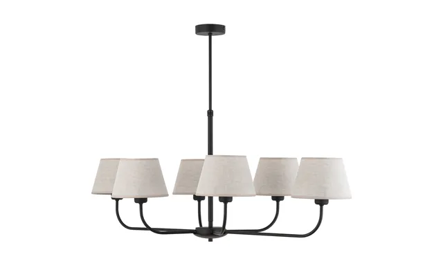 Tk Chicago Loftlampe, M. 6 Skærme - Natur Hør Stof Og Sort Stål