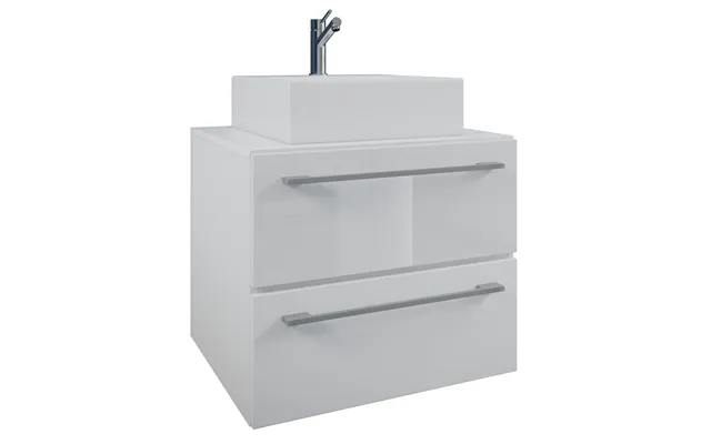 Vcm Nordic Badinos Ii 60 Cm 2-delt Vaskeplads, M. Keramik Håndvask, 2 Skuffer - Hvid Melamin