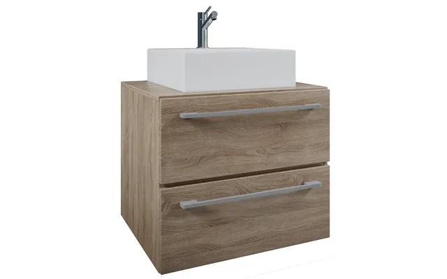 Vcm Nordic Badinos Ii 60 Cm 2-delt Vaskeplads, M. Keramik Håndvask, 2 Skuffer - Natur Melamin