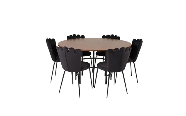 Venture Design Copenhagen Spisebordssæt, M. 4 Stole - Brun Finer Sort Metal Og Sort Fløjl Sort Metal