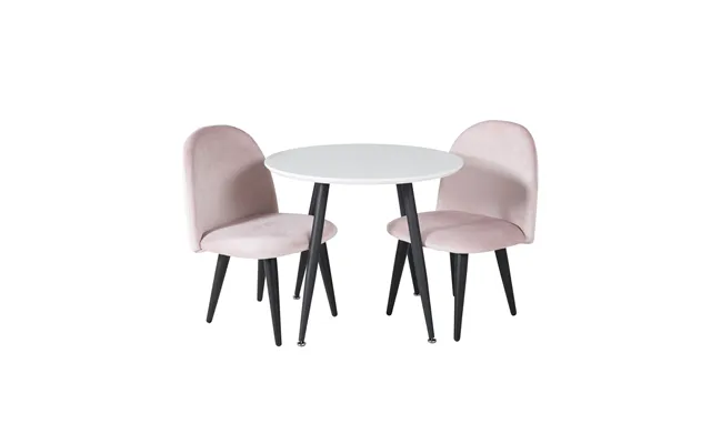 Venture Design Plaza Børnebord Og 2 Børnestole - Hvid Mdf Sort Metal Og Lyserød Fløjl Sort Metal