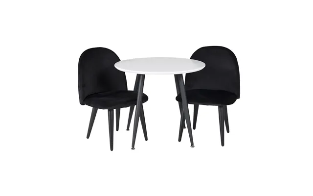 Venture Design Plaza Børnebord Og 2 Børnestole - Hvid Mdf Sort Metal Og Sort Fløjl Sort Metal