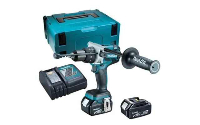 Makita Akku Slagboremaskine 2 X 5,0 Ah - Samt Lader Og Kuffert