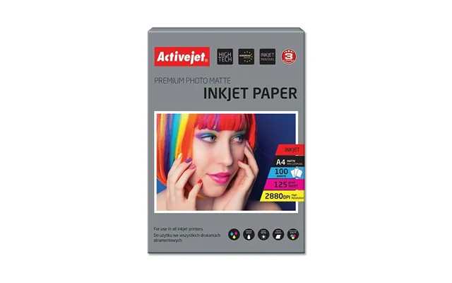 Activejet Mat Fotopapir A4 - 100 Ark, 21 × 29,7 Cm